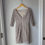 Vince Camuto V-Back Metallic Lace Sheath Dress Size 2 Photo 3