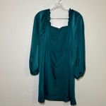 Entro  Womens Mini Dress Size M Teal Long Sleeve Square Neck Ruched Party elegant Photo 8