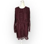 The Jetset Diaries Verona Dress Women Small Plum Mini Lace Long Sleeve Open Back Photo 2