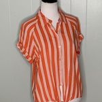 Code x Mode Orange/White Striped Button Up Tie Front Casual Blouse S Photo 7
