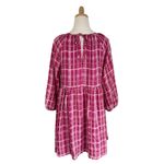 Madewell Plaid Shirred Babydoll Mini Dress 3/4 Sleeve Azalea Plaid Sz M Photo 5