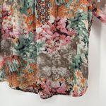 Figueroa & Flower Boho Floral Top Mixed Pattern Lace Pink Orange Tie Neck Size L Size L Photo 3