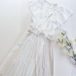 Vince  Braided Belt Wrap Dress White Trim Flutter Sleeve Photo 4