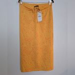 ZARA  Orange Abstract Printed Cutout Tie Waist Midi Skirt Photo 3