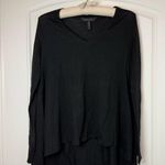BCBGMAXAZRIA  Black Asymmetrical V-Neck Long Sleeve Blouse Photo 0