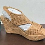 NEW VANELI Eleni Natural Cork Wedge Sandals Gold Buckle Open Toe Heels Size 11M Tan Photo 1