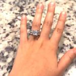 2pcs/set Silver Princess Cut engagement ring set size 10 Photo 2