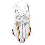 Nani Swimwear One Piece Swimsuit Size Medium Retro Stripe Modest Crisscross Back White Photo 2