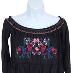 Free People  Womens Sunbeams Embroidered Off Shoulder Mini Dress Black‎ Size XS Photo 3