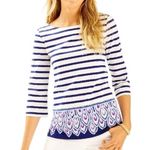 Lilly Pulitzer Women’s Waverly Bright Navy Serene Stripe Top size Small Photo 0