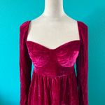 Reformation  Chestnut Velvet Babydoll Dress Womens Size 6 Sweetheart Neck Mini Photo 2