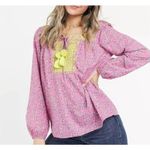 J.Crew J..Crew Starina Floral Embroidered Tassel Peasant Tunic Top Pink Size Small Photo 1