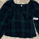 Old Navy Puff Sleeve Plaid Smocked Wrap Blouse NEW Tartan Plaid Size Small Photo 4
