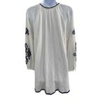 Honey Punch White Embroidered Long Sleeves Tassel Tie Tunic Dress Large Photo 6