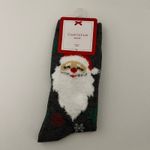 Charter Club  Women's Holiday Crew Socks - Santa and Snowflakes on Grey Socks Photo 5