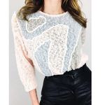 Vintage Abstract Motif Bouclé Knit Sweater | Size M/L White Size L Photo 0