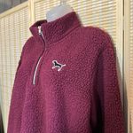PINK - Victoria's Secret  Burgundy Half Zip Fleece Sweatshirt Pullover Jacket Large Photo 6