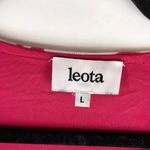 Leota Womens Midi Mesh Dress Leaf Print Short Sleeve V-Neck Ruffle Skirt Pink L Photo 4