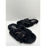 Urban Sports by J/Slides Slippers Womens Size 7 Black Faux Fur Slip On Shoes Photo 3
