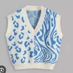 Cider  Show Your Stripes Zebra Oversized Sweater Vest Cream Blue Medium Photo 4