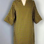 Donoratico Women's Windowpane Check Print Loose Fit Dress Yellow Size S Blue Photo 0