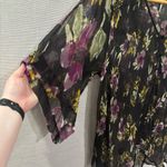 Free People  Katomi Oversize Black Floral Kimono Sleeve Top Size‎ Small Photo 4