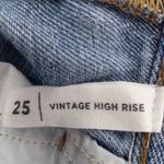 PacSun  25 Vintage High Rise Denim Raw Hem Distressed Shorty Shorts Photo 5