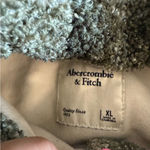 Abercrombie & Fitch  Sherpa Teddy Jacket Snap Front Green White Plaid Fall Cozy Photo 5