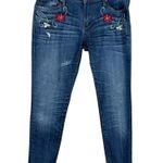 Driftwood Jeans Womens 29 Embroidered Flower Distressed Blue Denim Skinny Photo 0