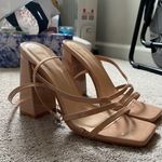 Pretty Little Thing Nude Patent PU Square Toe Strappy High Block Heeled Sandals Photo 0