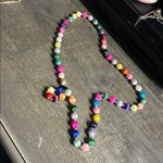 60s Spring Silk Beaded Necklace, Spun Silk Bead Necklace multicolored Pink Photo 0