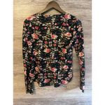 Pilcro Anthropologie Thermal Top X Small Black Floral Print Long Sleeve Boho Size XS Photo 4