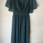 Lulus  Wrapped Up In Love Dark Green‎ Satin Faux Wrap Midi Dress Women’s XS NWT Photo 0