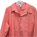 LL Bean Coral Orange Premium Washable Linen Long Sleeve Button Up Shirt Size 1X Orange Photo 2