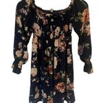 Xhilaration Xhileration Women’s Floral Top Long Ruffle Sleeve Shirt Blouse Navy Size XS Photo 0