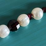 Cultured Freshwater Pearl and Garnet Colored Bead Sterling Silver Clasp Necklace Red Photo 8