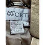 Worth Metallic Gold 100% Genuine Leather Short Full Zip Jacket Size 2 Photo 9