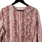 Porter XL Midi Dress Pink Snake Print Long Sleeve Pleated Skirt Boho Cottagecore Photo 1