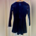 Lulu's | Romantic Moves Navy Blue Velvet Long Sleeve Romper, Size XS Photo 3