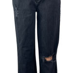 Abercrombie & Fitch  90's Straight Black High Rise Distressed Denim Jeans Size 28 Photo 0