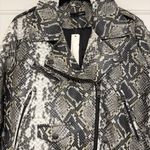 AQUA Faux Leather Snakeskin Print Motorcycle Belted Jacket Size M Photo 1