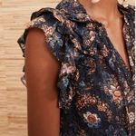 Ulla Johnson  Elisa Top Twilight Size 0 Ruffle Flutter Short Sleeve Tie Neck Boho Photo 6