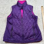 LL Bean Quilted Vest Purple Pink Reversible Full Zip Pockets Women M Petite Size M Photo 3