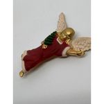 1990s AJC Angel Christmas Tree Figurine Pin Brooch Vintage Holiday Jewelry Red Photo 6