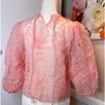 ZARA  Pink Tulle Puff Sleeve Sheer Top medium Photo 5