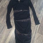 Elegant Black Dress Sequin Accents Sofia V long sleeve formal evening spring S Photo 2