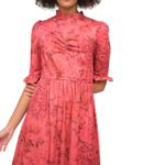 Sea New York Mimi Floral Midi Maxi Dress In Rosewood‎ High Neck Ruffle Sz L Pink Size L Photo 2