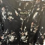 White House | Black Market  Pleated Tie Front Blouse in Black and Cream Photo 2