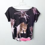 Hot Topic Loyal Army Space Cats Off-The-Shoulder Boatneck Kitty Kitten Blouse S Photo 0