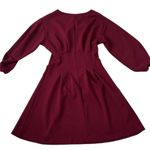Mango Burgundy Garnet Red Puff Sleeve Dress Photo 7